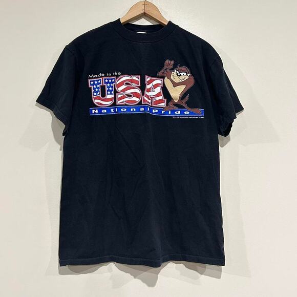 Vintage 1995 Taz Made In The USA National Pride Tee Shirt - Picture 1 of 5